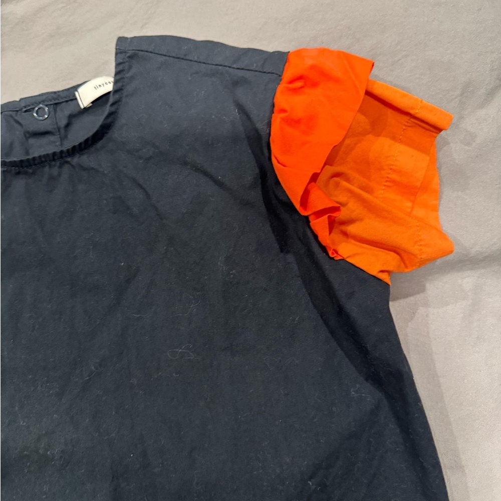 Black Top with Orange Sleeves girls size 4 - Picture 4 of 8